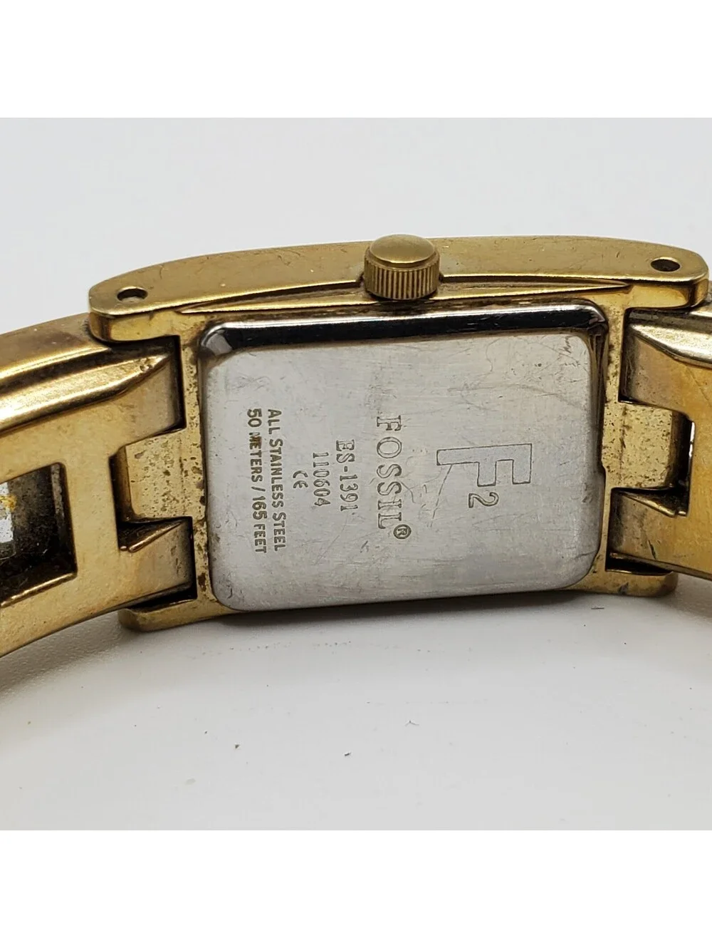 Fossil F2 ES-1391 Glass Gem Band  Watch 18mm Womens New Battery